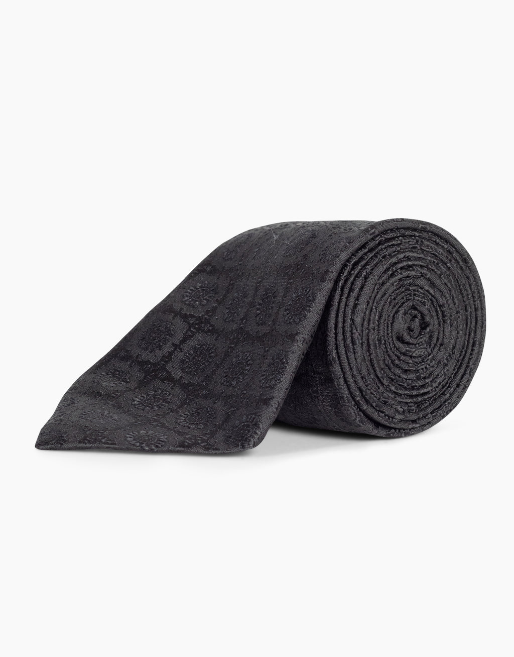 Black Medallion Jacquard Italian Silk Tie
