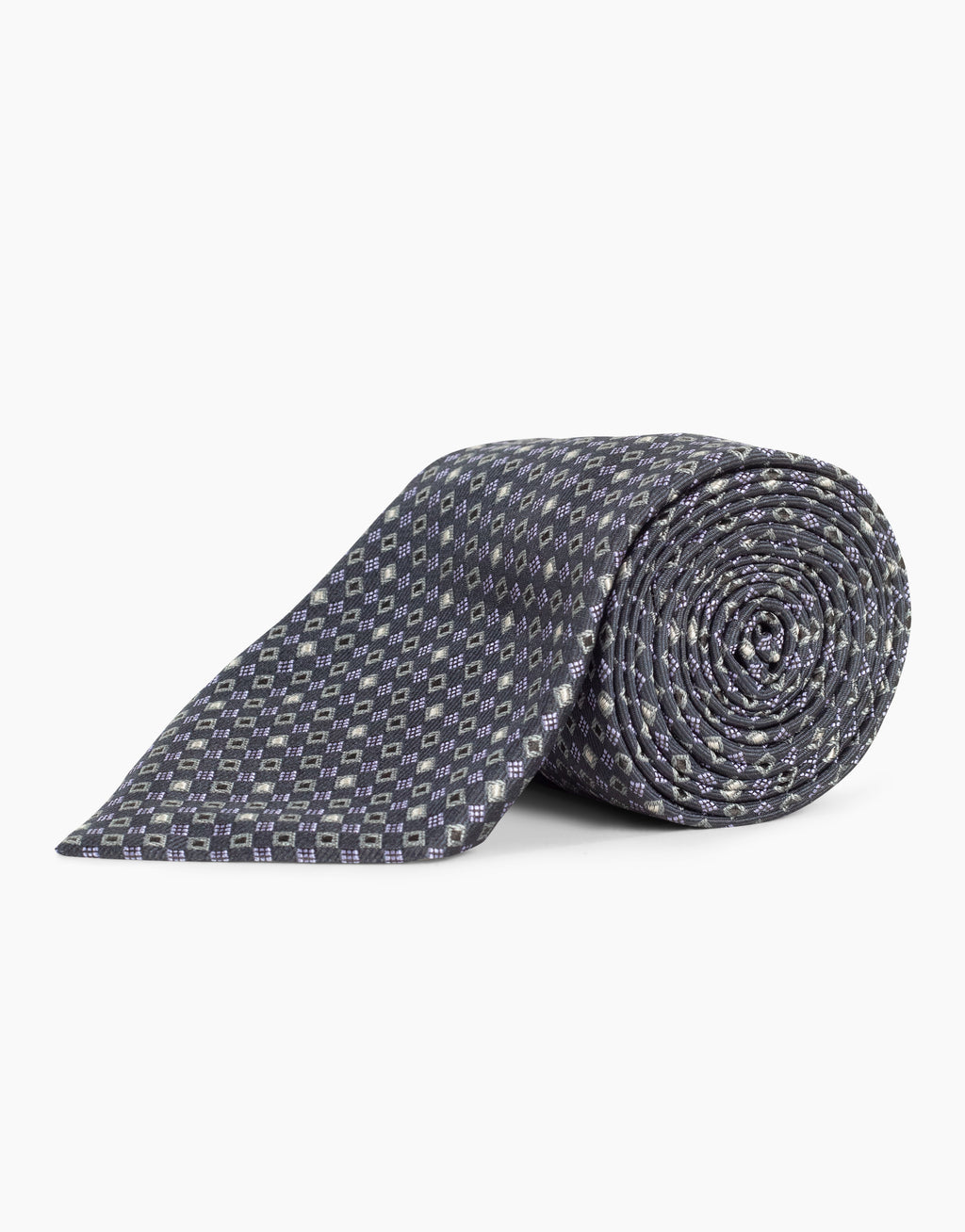 Navy & Lilac Square Geo Italian Silk Tie