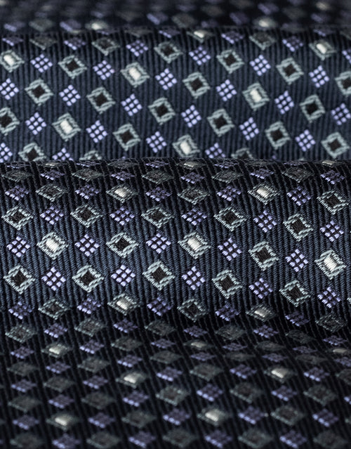 Navy & Lilac Square Geo Italian Silk Tie