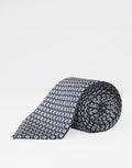 Navy Ikat Diamond Italian Silk Tie - rolled