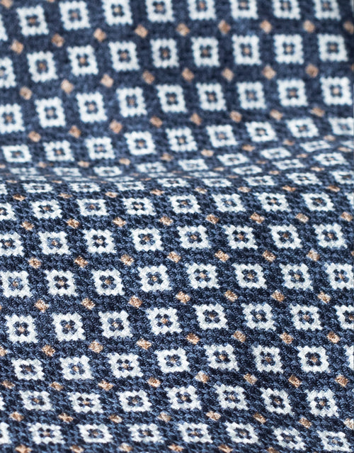 Navy Ikat Diamond Italian Silk Tie - fabric close-up