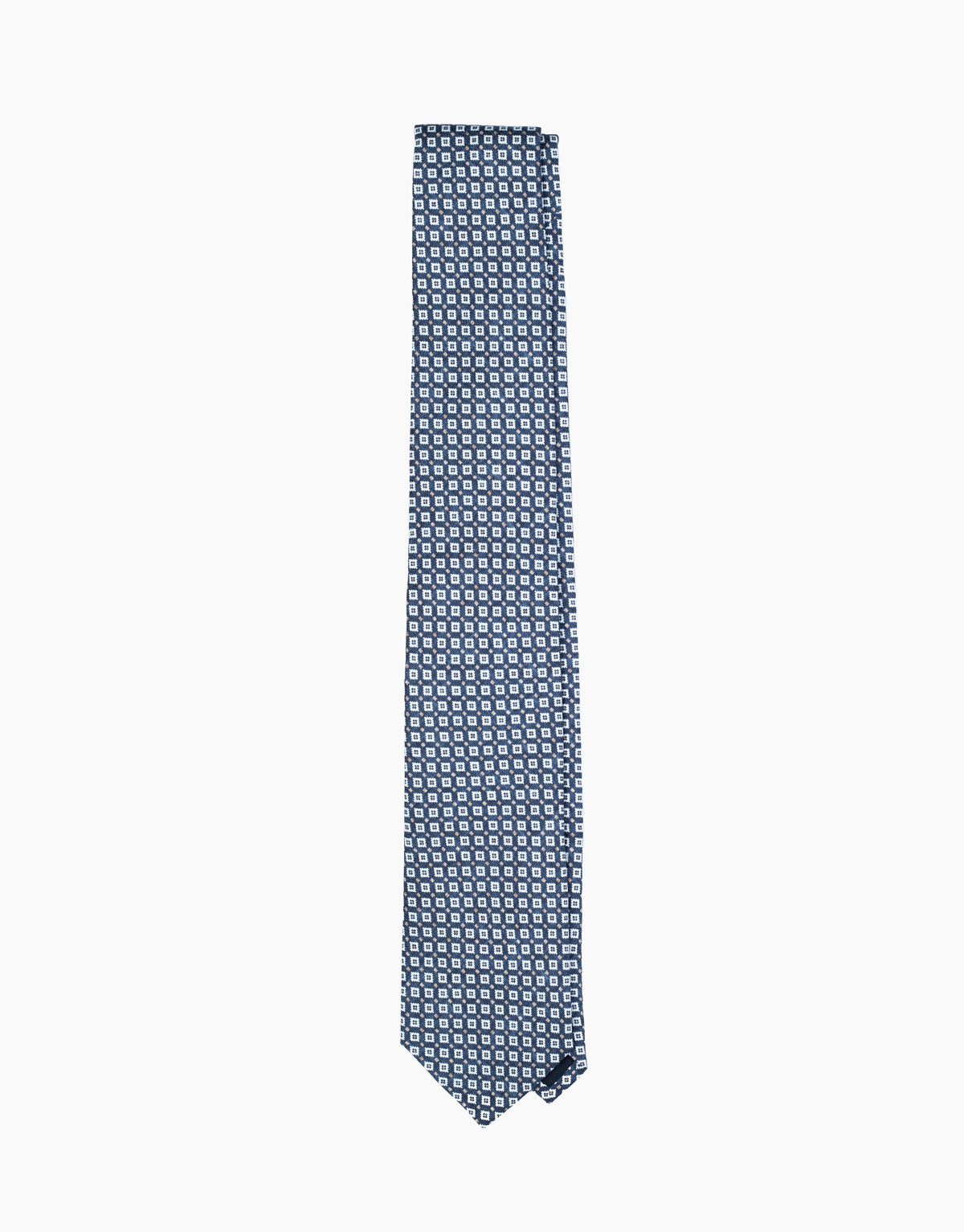 Navy Ikat Diamond Italian Silk Tie - flat lay