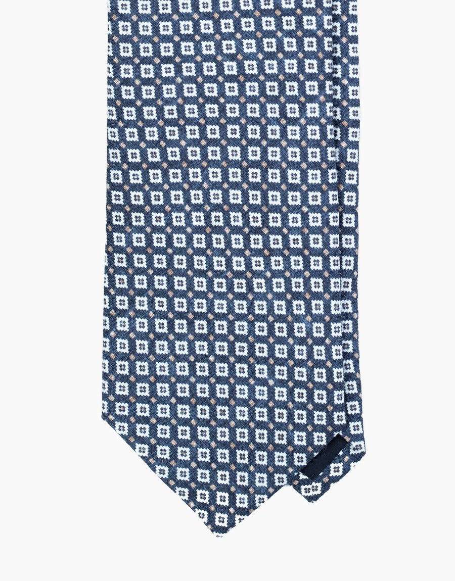 Navy Ikat Diamond Italian Silk Tie - tie point