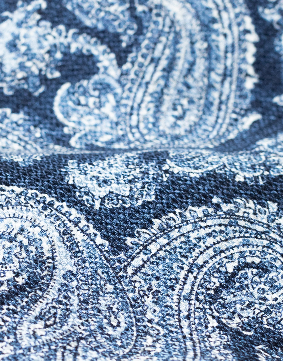 Blue Tonal Paisley Italian Silk Tie - fabric close-up