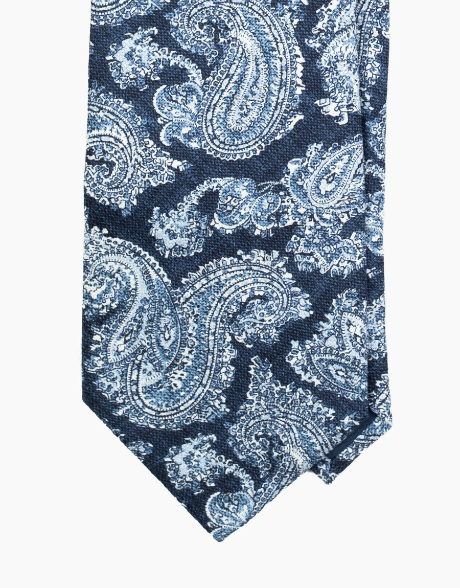 Blue Tonal Paisley Italian Silk Tie - tie point
