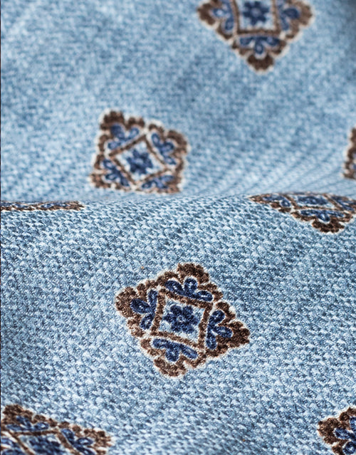 Sky Blue Foulard Italian Silk Tie - fabric close-up
