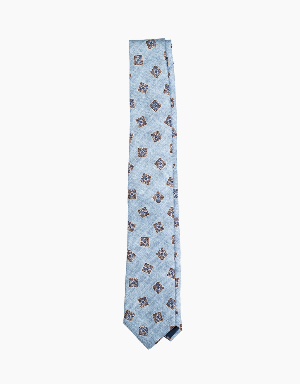 Sky Blue Foulard Italian Silk Tie - flat lay