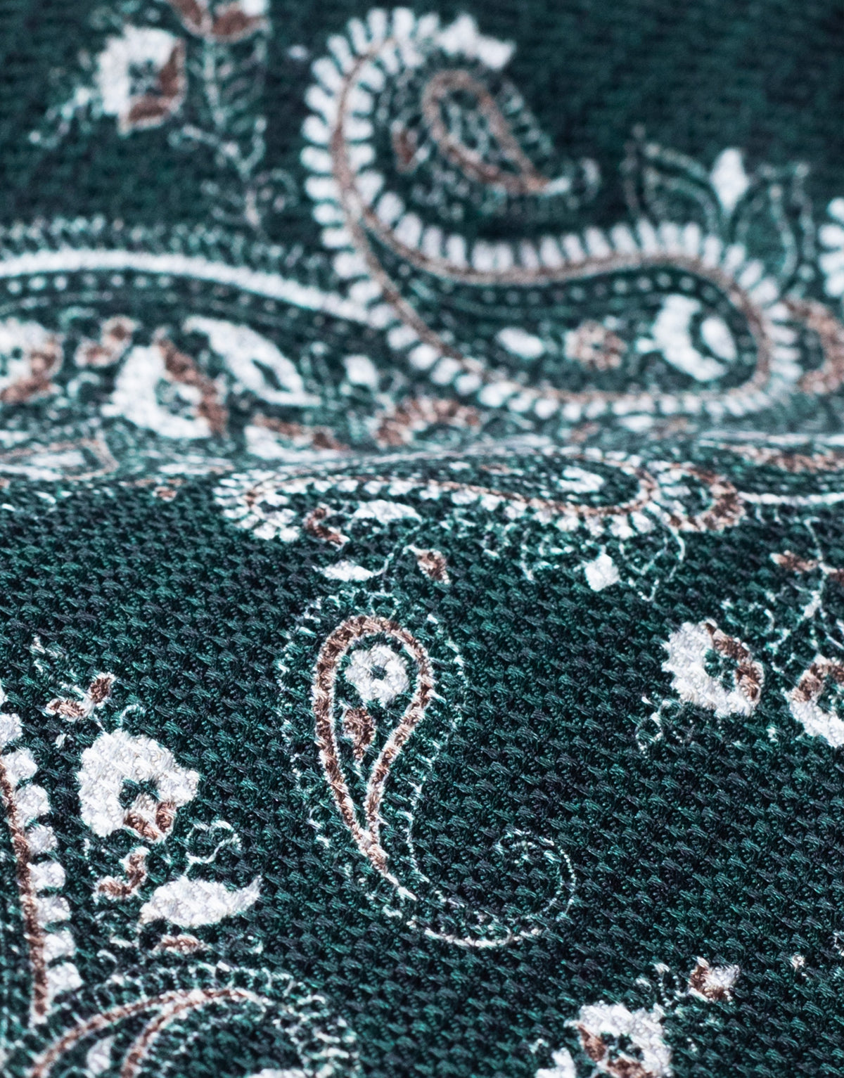 Forest Green Paisley Italian Silk Tie - fabric close-up