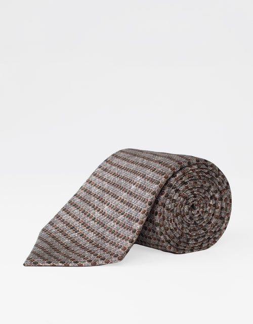 Brown Honeycomb Italian Silk Tie - rolled