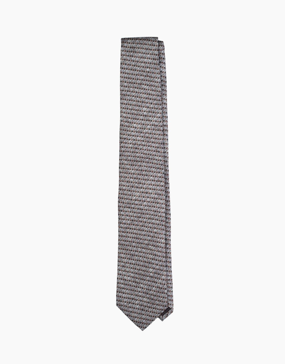 Brown Honeycomb Italian Silk Tie - flat lay