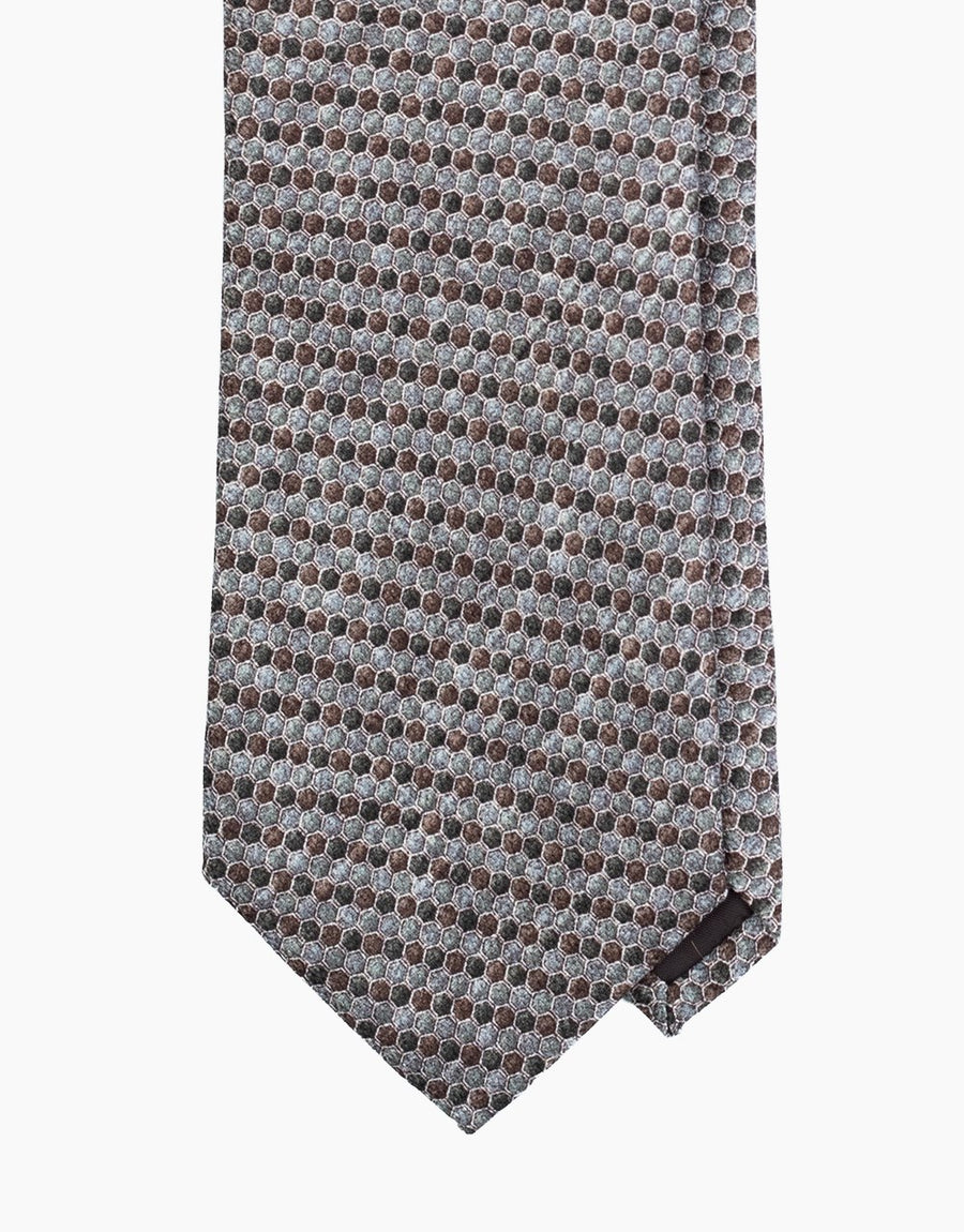 Brown Honeycomb Italian Silk Tie - tie point