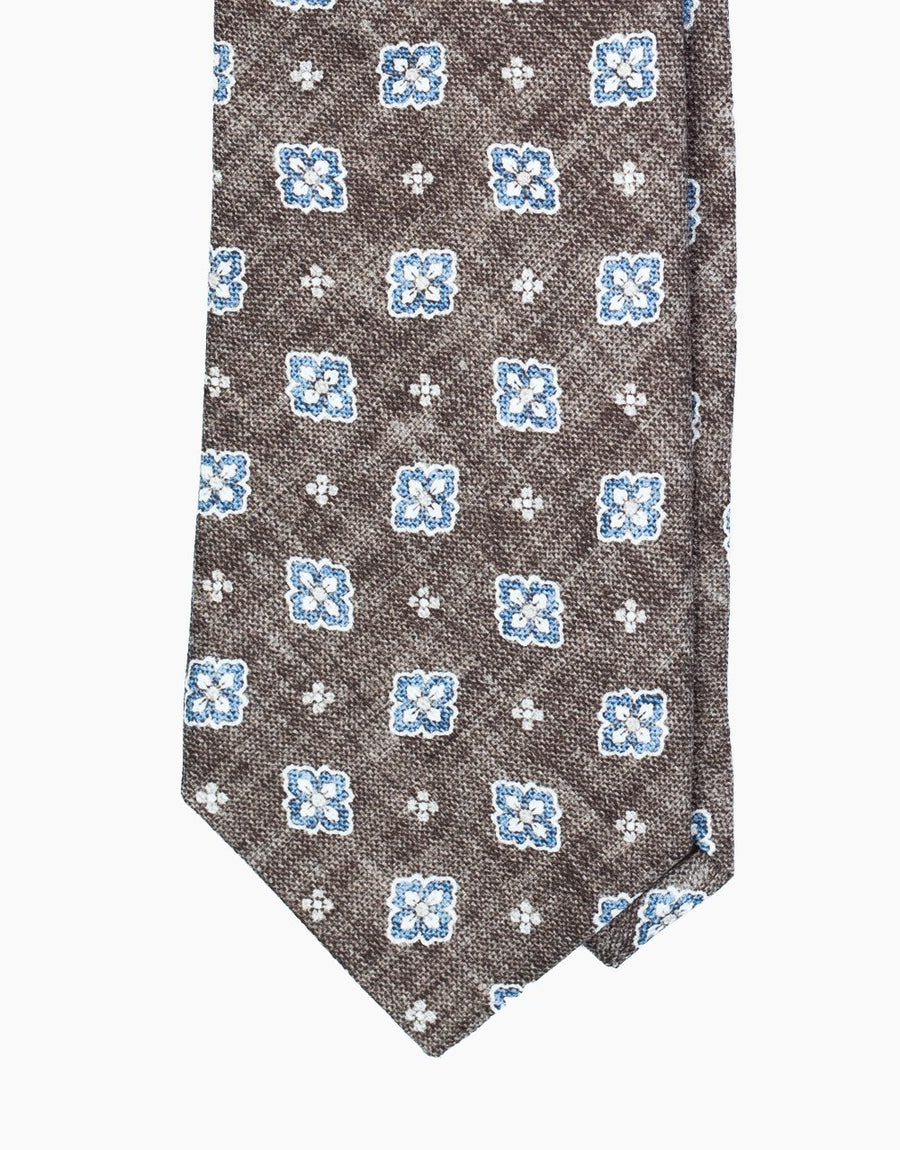 Brown Floral Medallion Italian Silk Tie - tie point