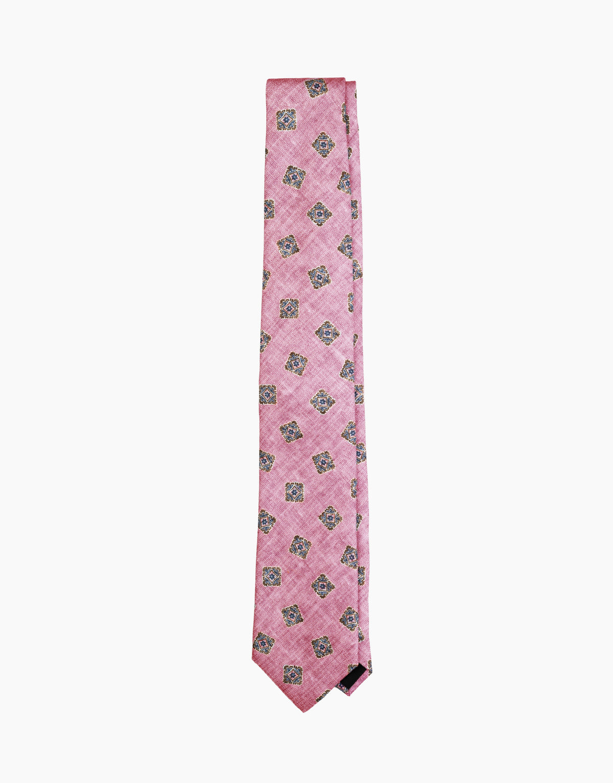 Dusty Rose Foulard Italian Silk Tie - flat lay