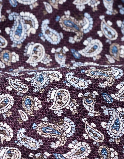 Mahogany Brown Paisley Italian Silk Tie - fabric close-up