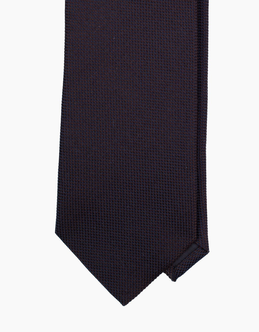 Chocolate Jacquard Italian Silk Tie - tie point