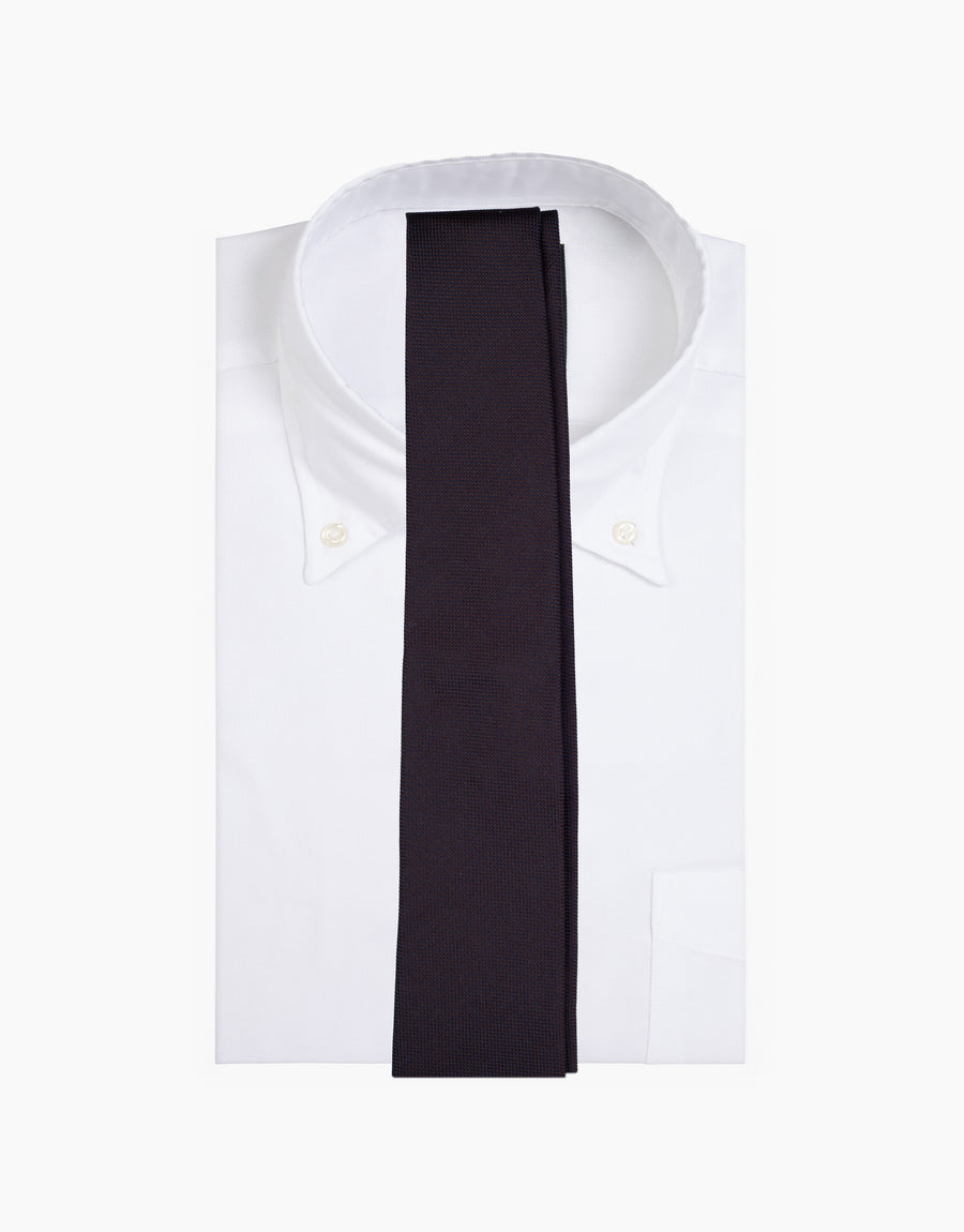 Chocolate Jacquard Italian Silk Tie - on a white shirt
