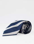 Blue Stripe Jacquard Italian Silk Tie - rolled