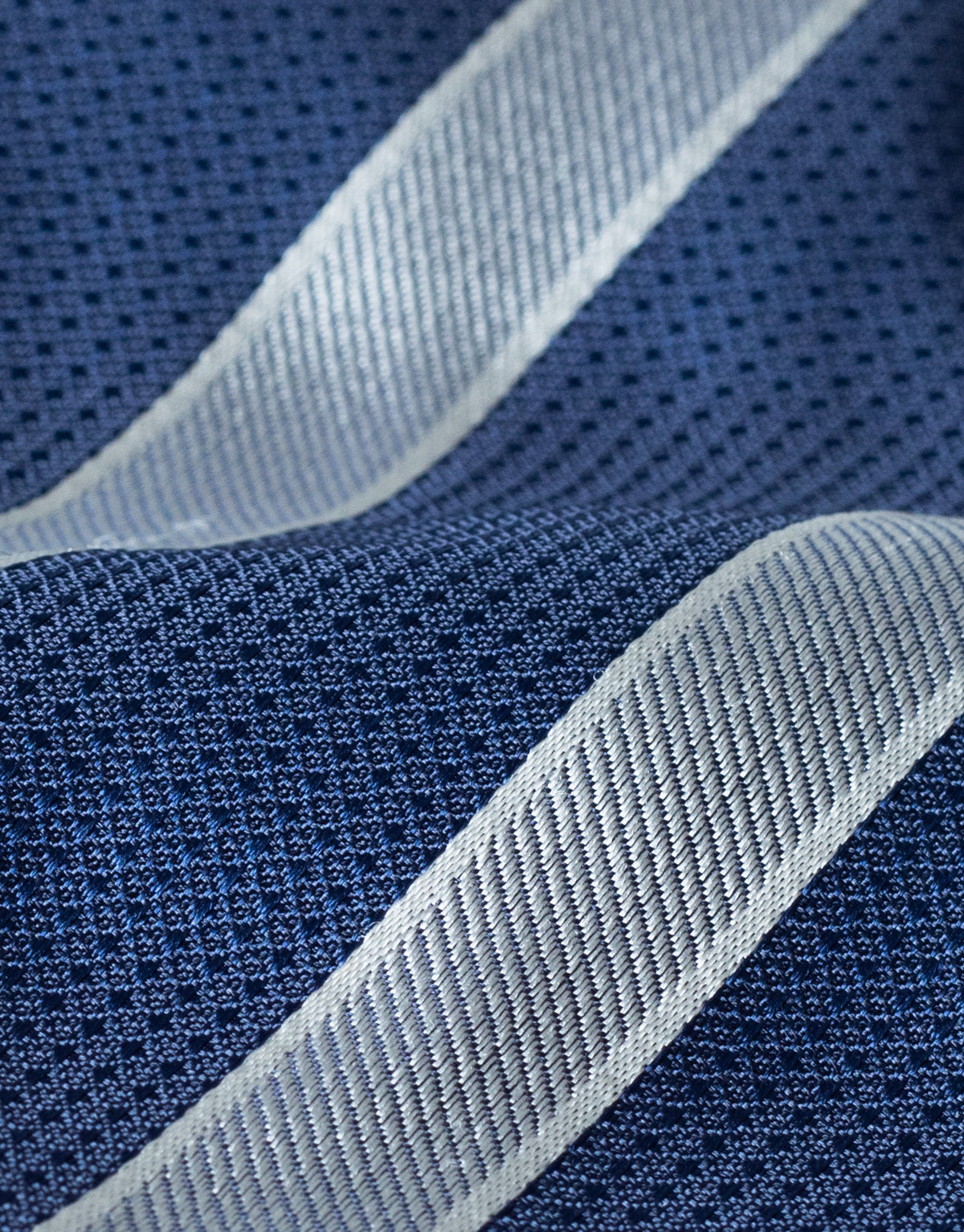 Blue Stripe Jacquard Italian Silk Tie - fabric close-up