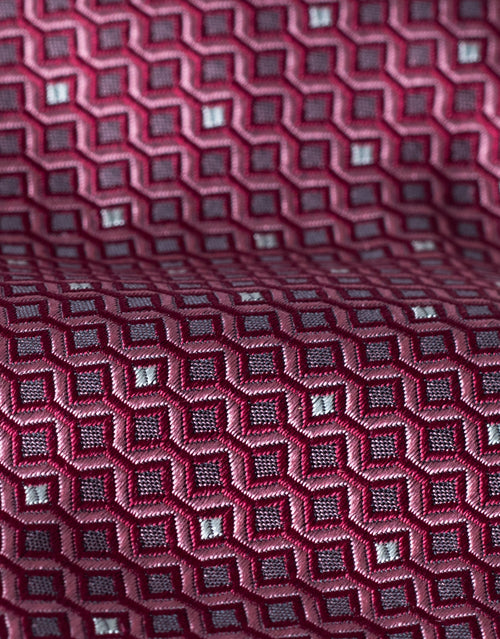 Burgundy Diamond Jacquard Italian Silk Tie - fabric close-up