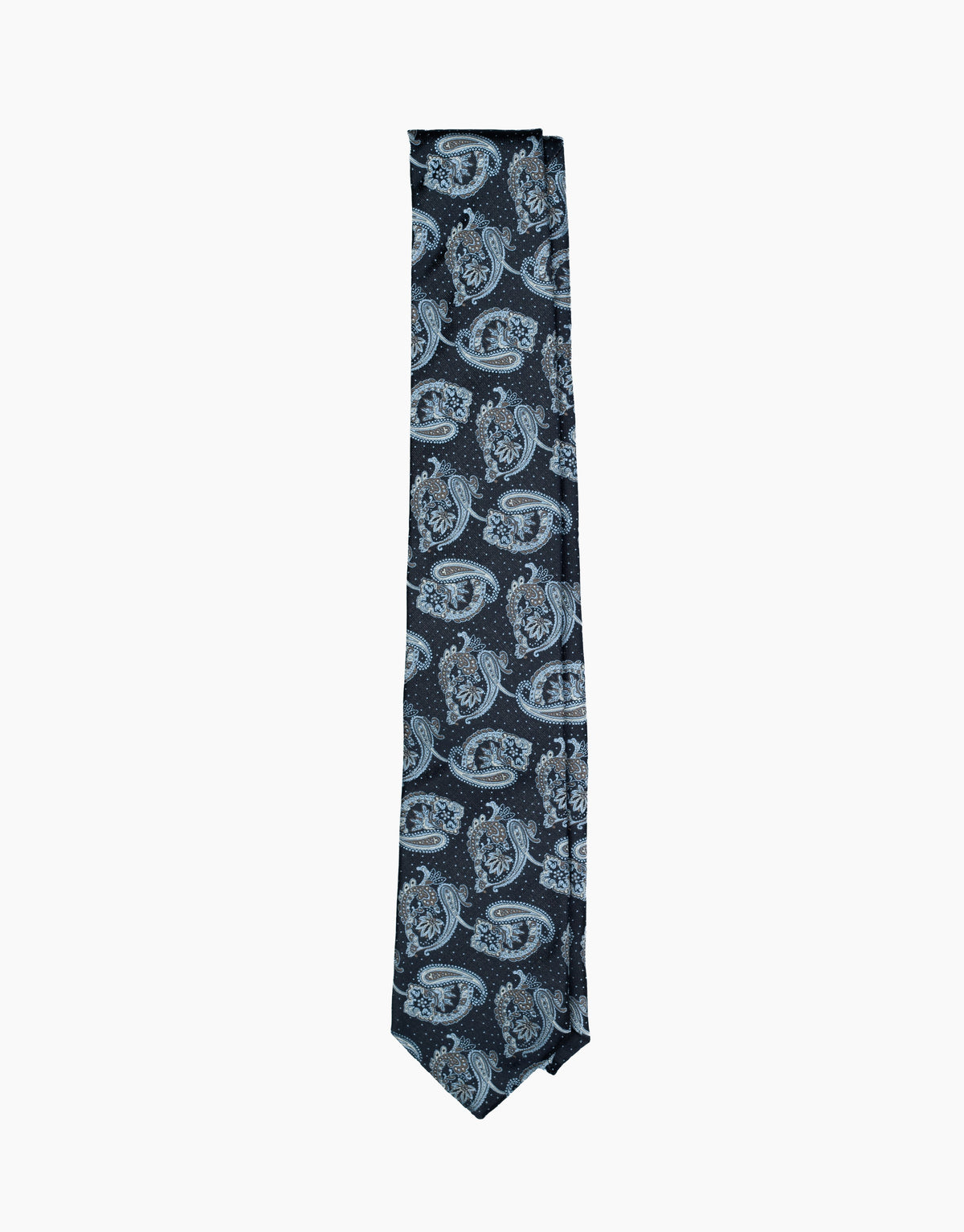 Black Paisley Jacquard Italian Silk Tie - flat lay