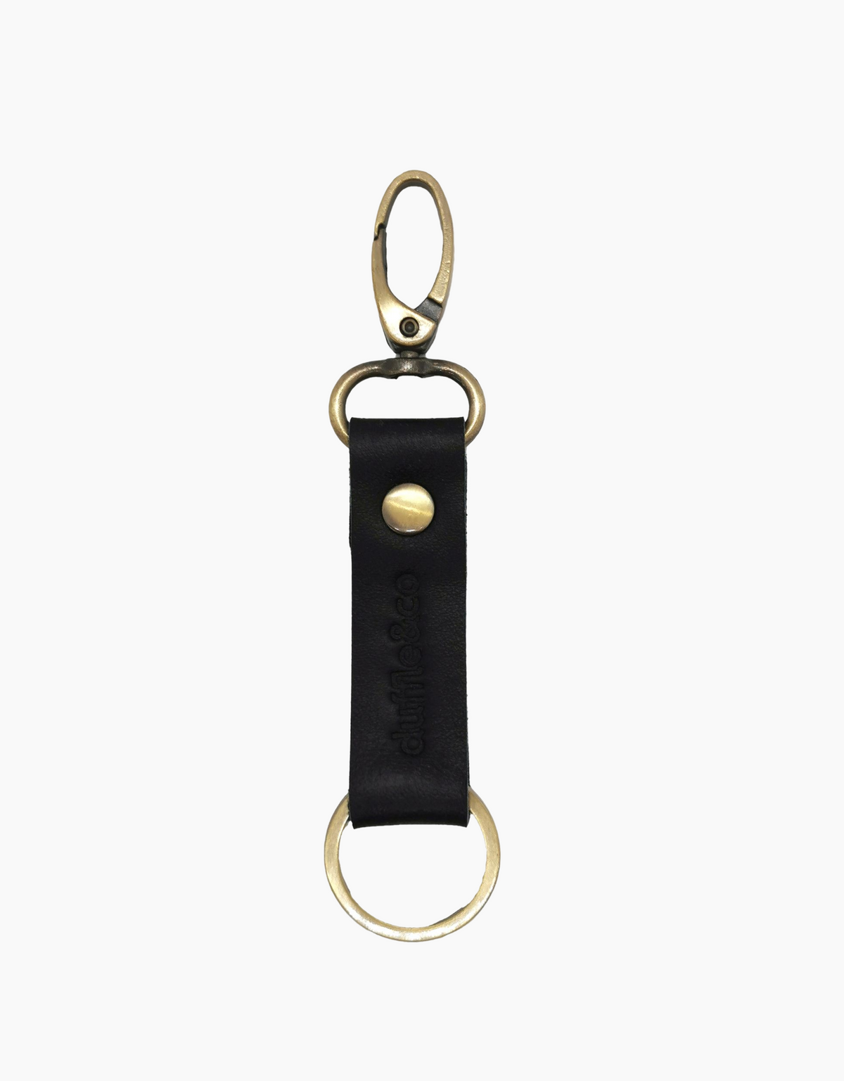 Duffle & Co Black Leather Keyring