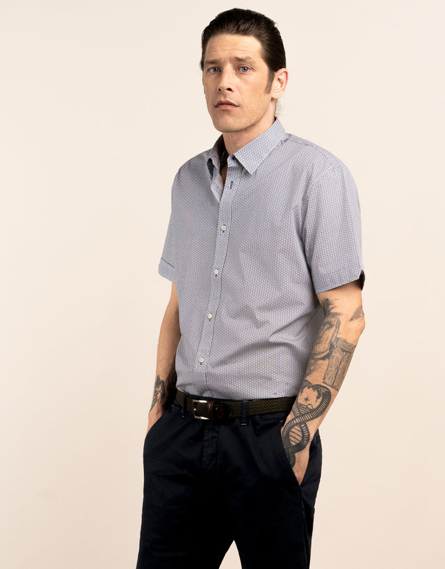 Waihi Floral Hex Micro-design Print Short Sleeve Shirt