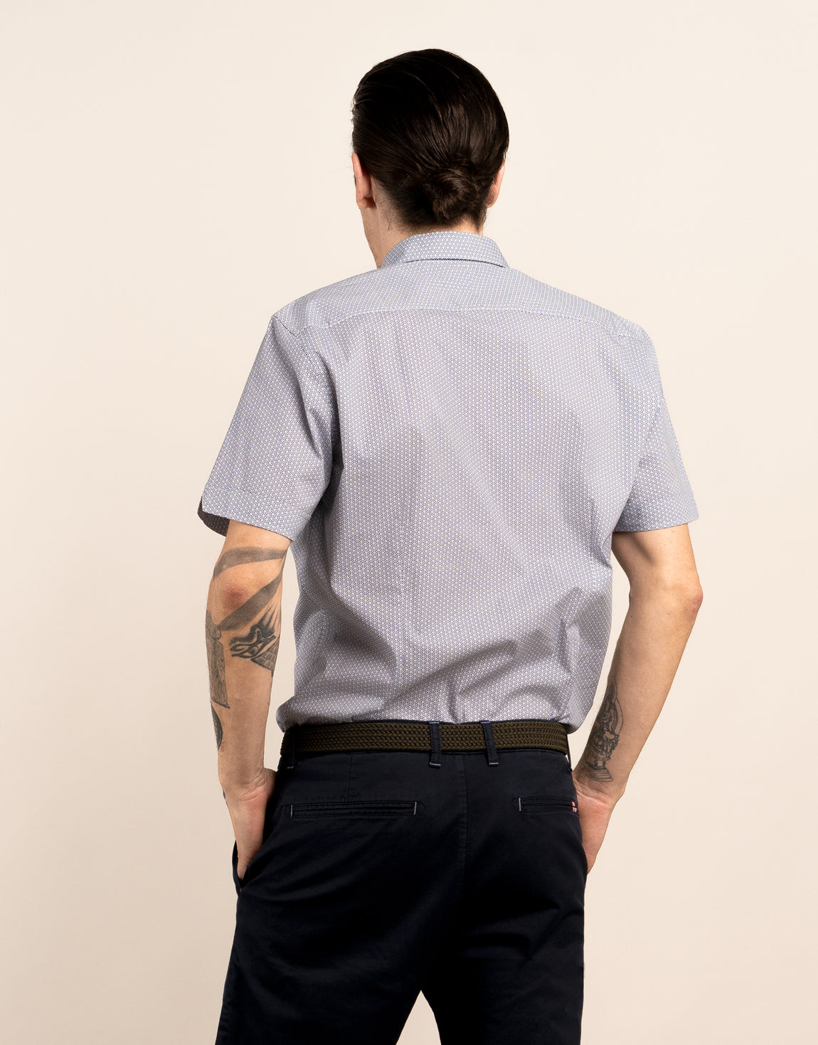 Waihi Floral Hex Micro-design Print Short Sleeve Shirt