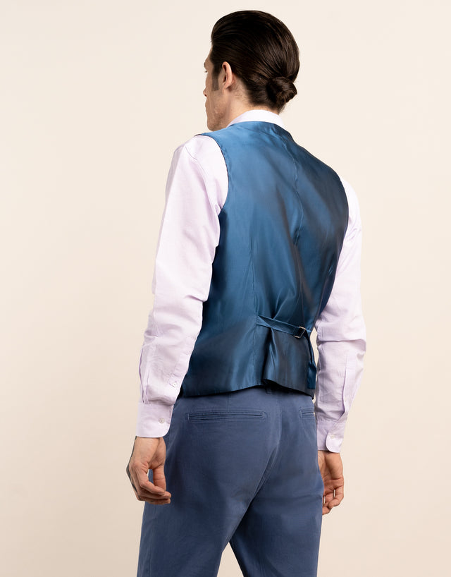 Shelby Maroon & Blue Guncheck Waistcoat