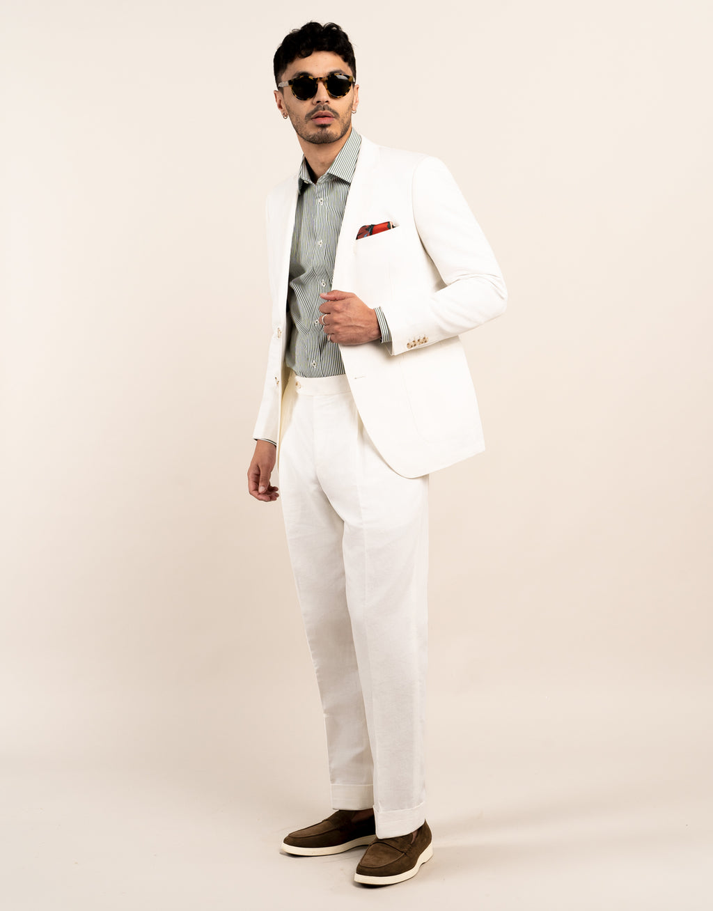 Malta White Linen-Cotton Blazer