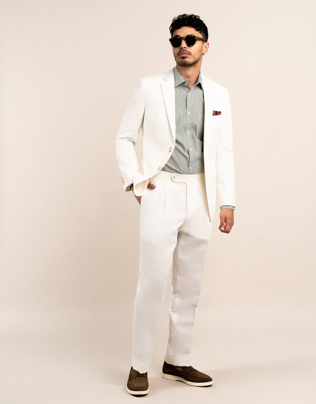 Evans White Linen Blend Trouser