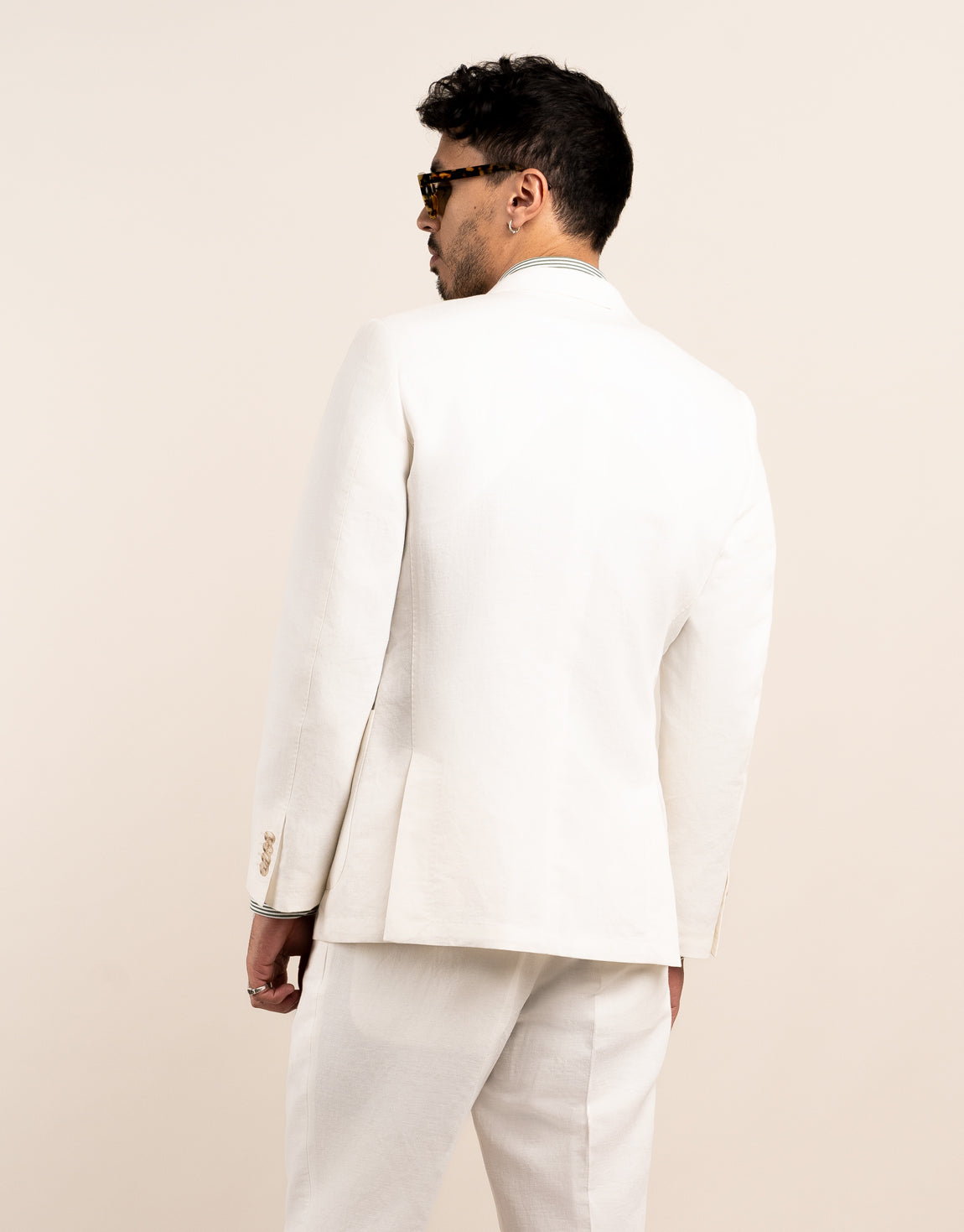 Malta White Linen-Cotton Blazer