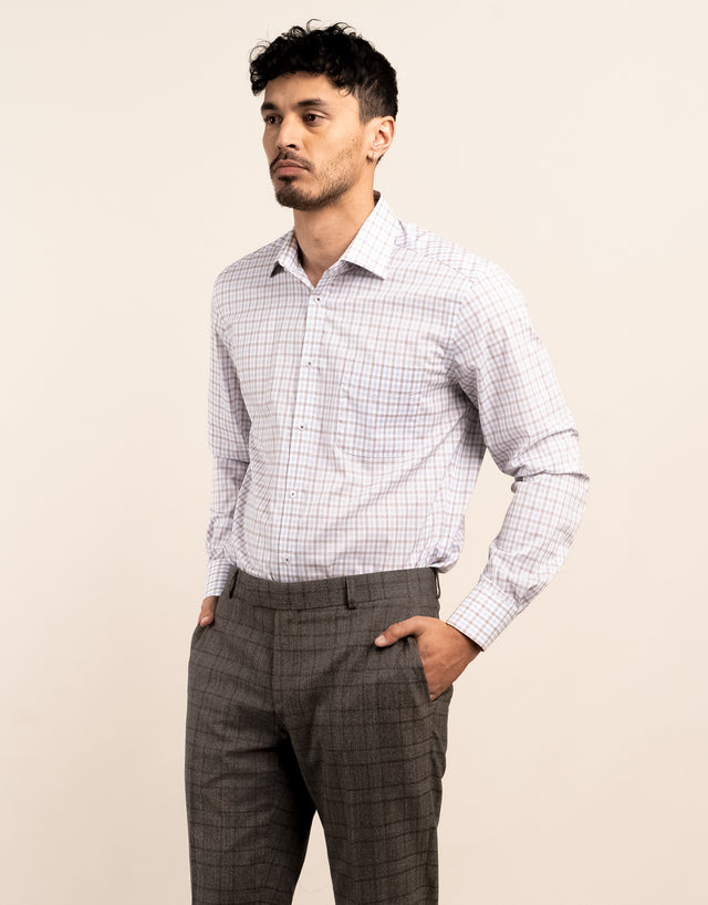 Sinatra Blue and Brown Check Shirt