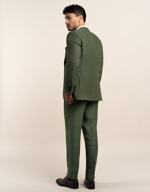 Hawker Forest Green Linen Suit