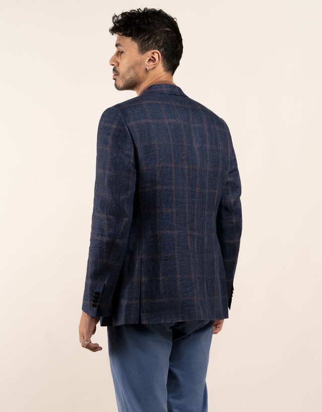 Hawker Navy and Brown Check Blazer