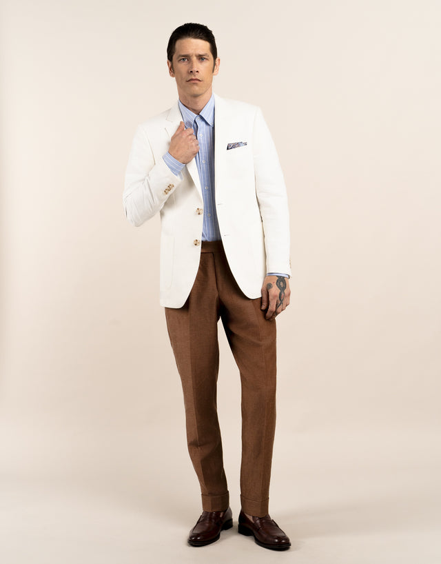 Evans Tobacco Linen Blend Twill Trouser