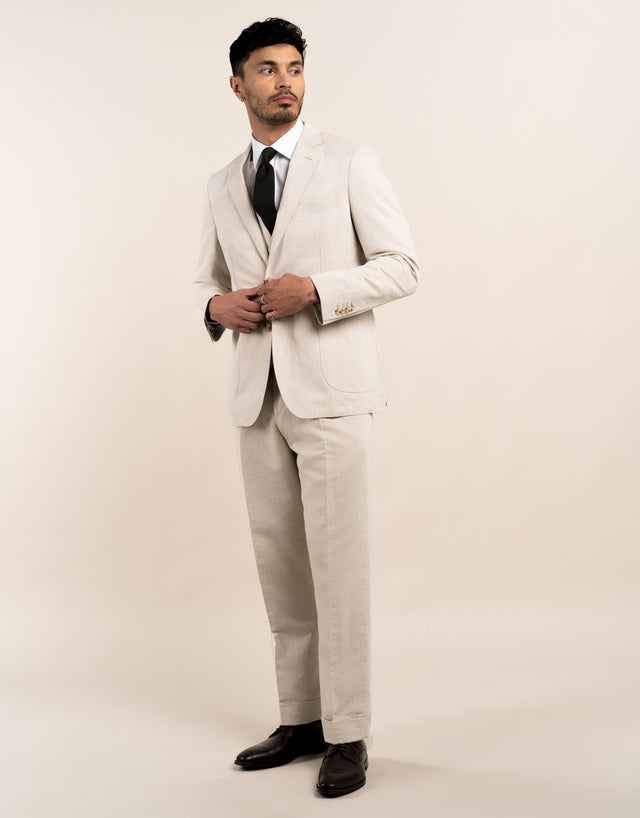 Malta Beige Linen Blend Suit