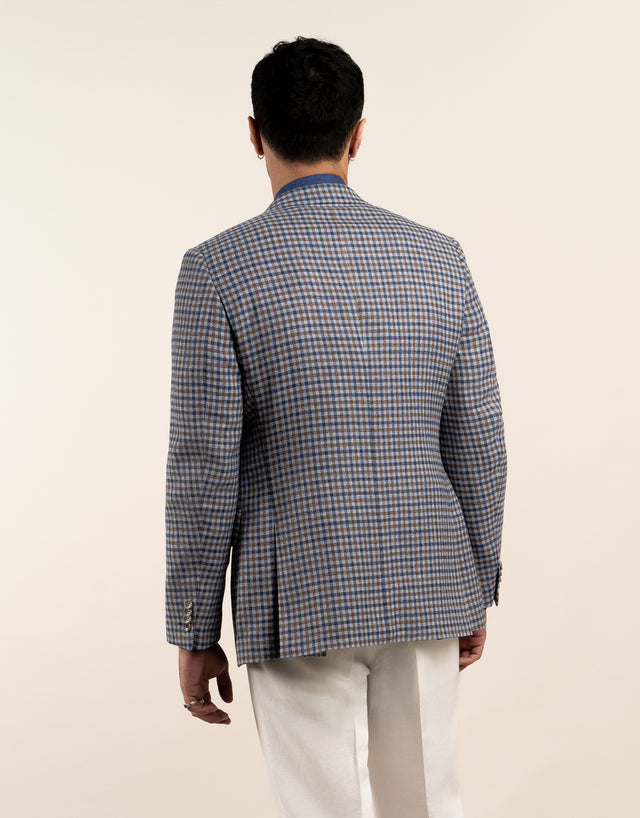 Hawker Blue and Brown Gun Check Blazer