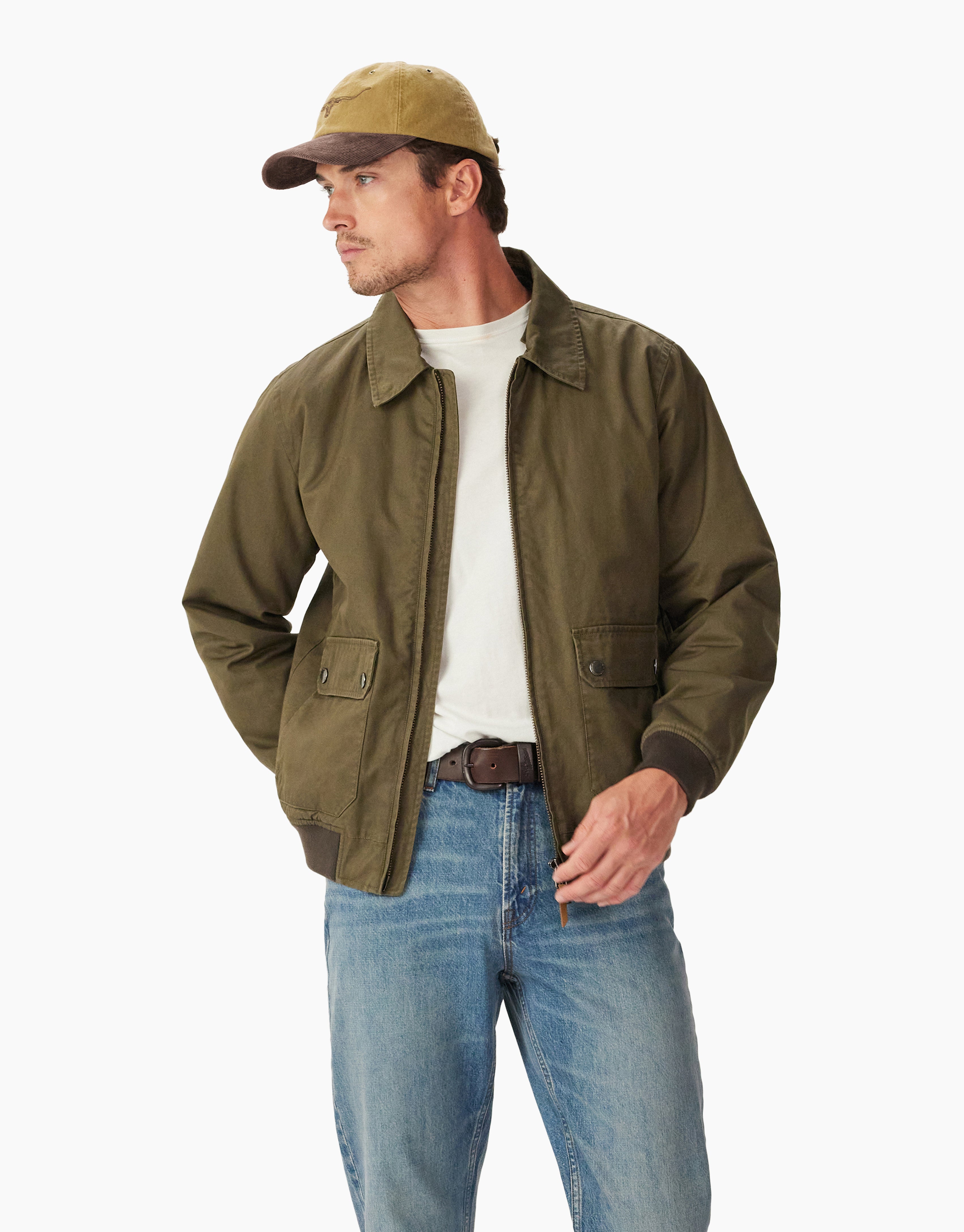 R.M. Williams Mardan Olive Twill Bomber Jacket