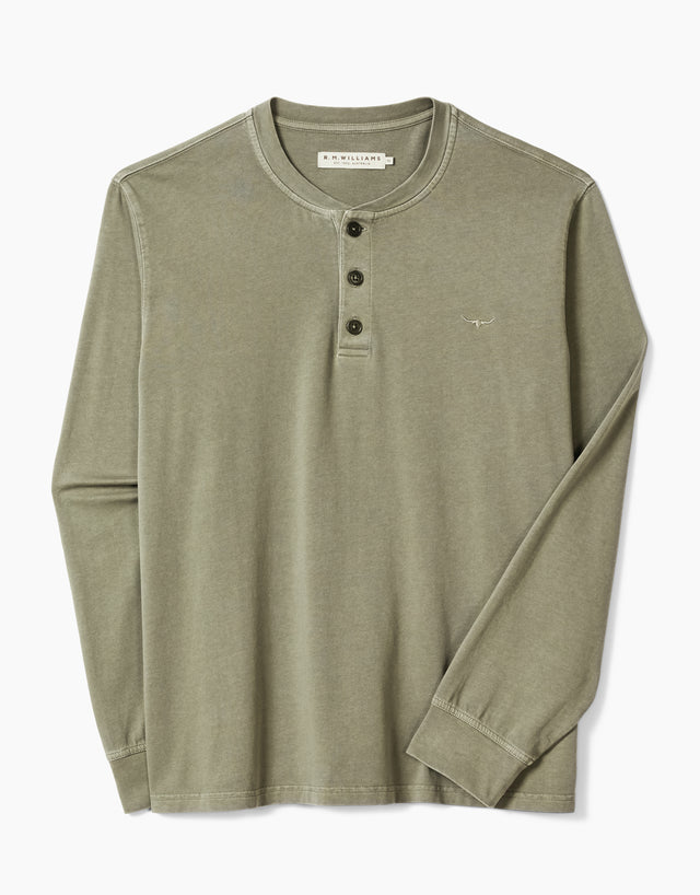 R.M.Williams Campside Olive Henley T-Shirt