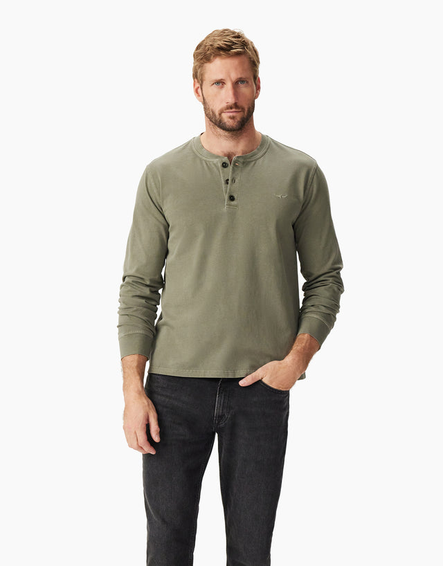 R.M.Williams Campside Olive Henley T-Shirt