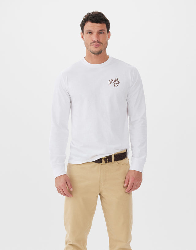 R.M.Williams Mt Jukes White Long Sleeve T-Shirt