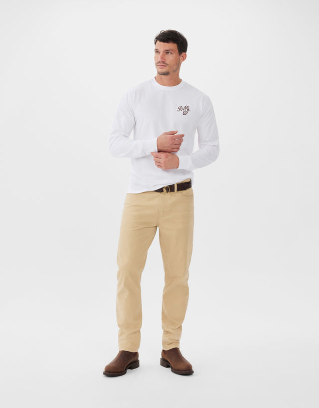 R.M.Williams Mt Jukes White Long Sleeve T-Shirt