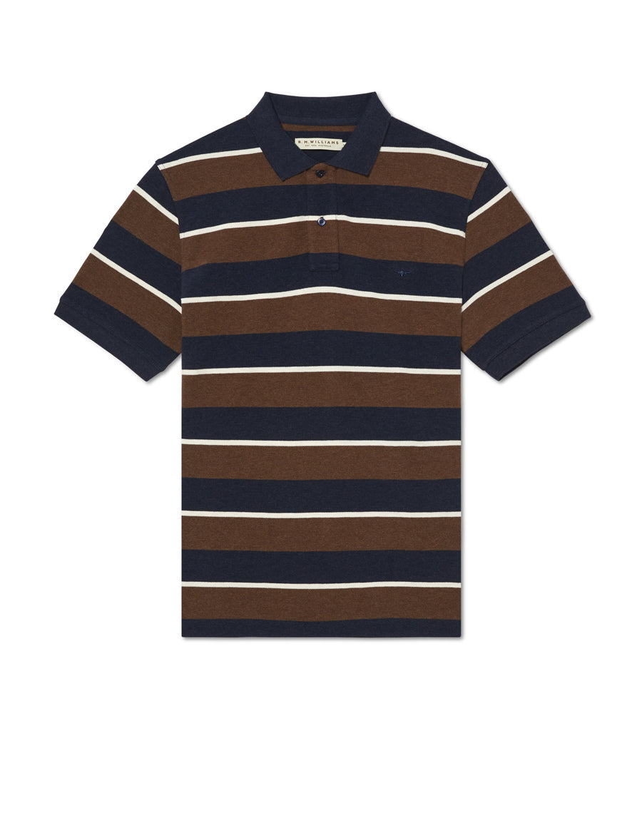 R.M.Williams Rod Navy & Brown Polo