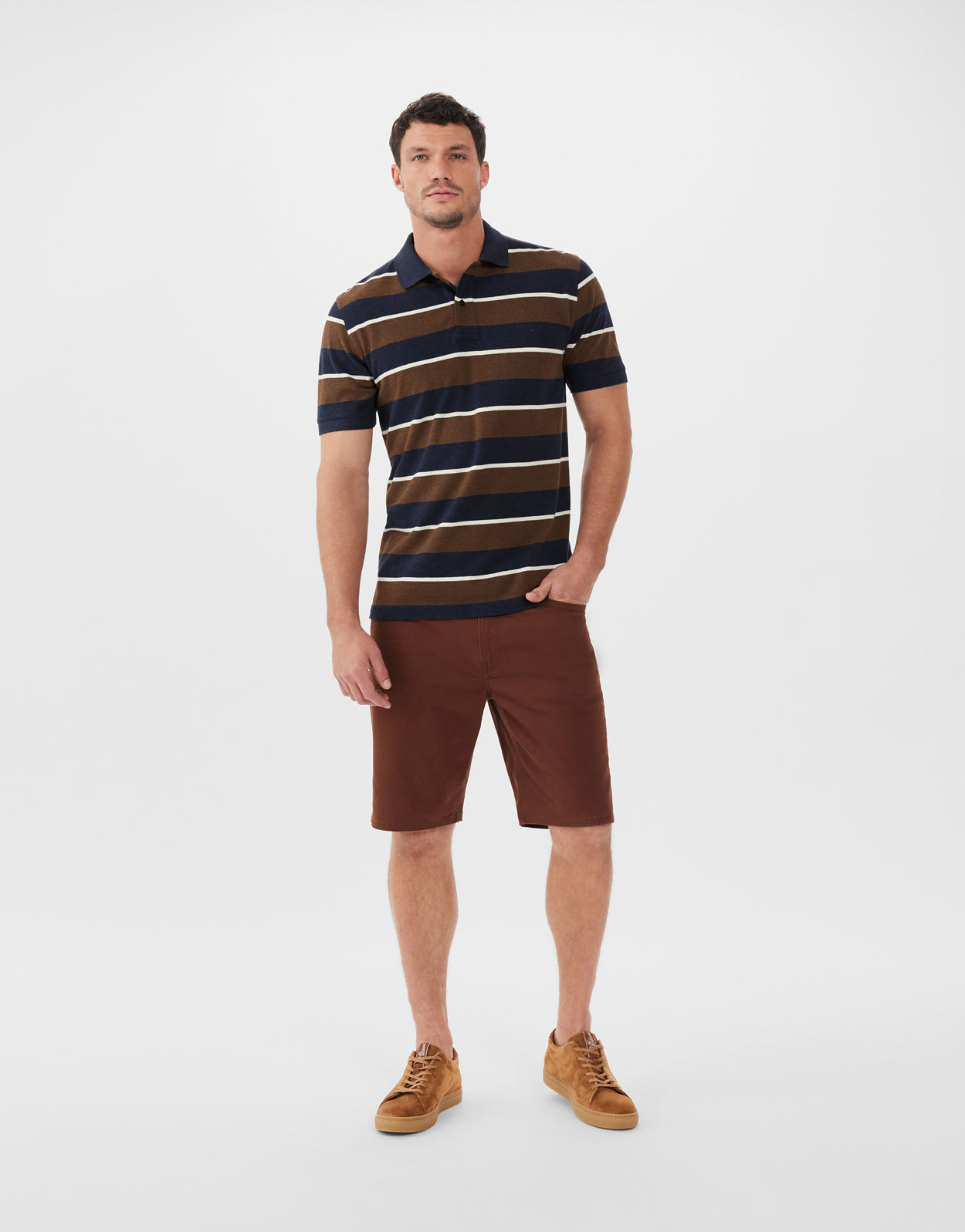 R.M.Williams Rod Navy & Brown Polo