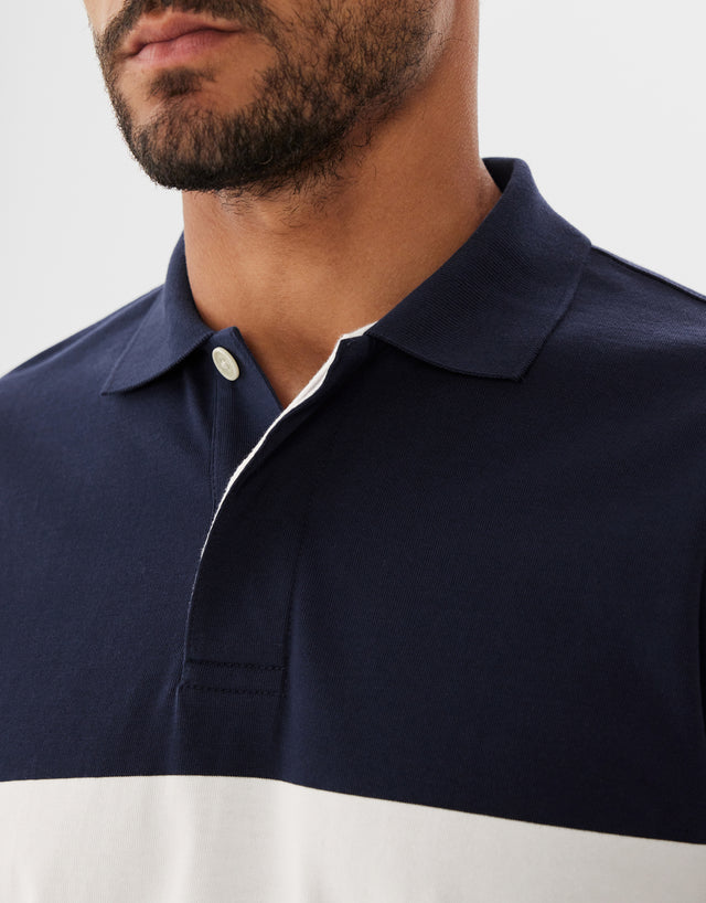 R.M.Williams Colebrook Navy & White Polo