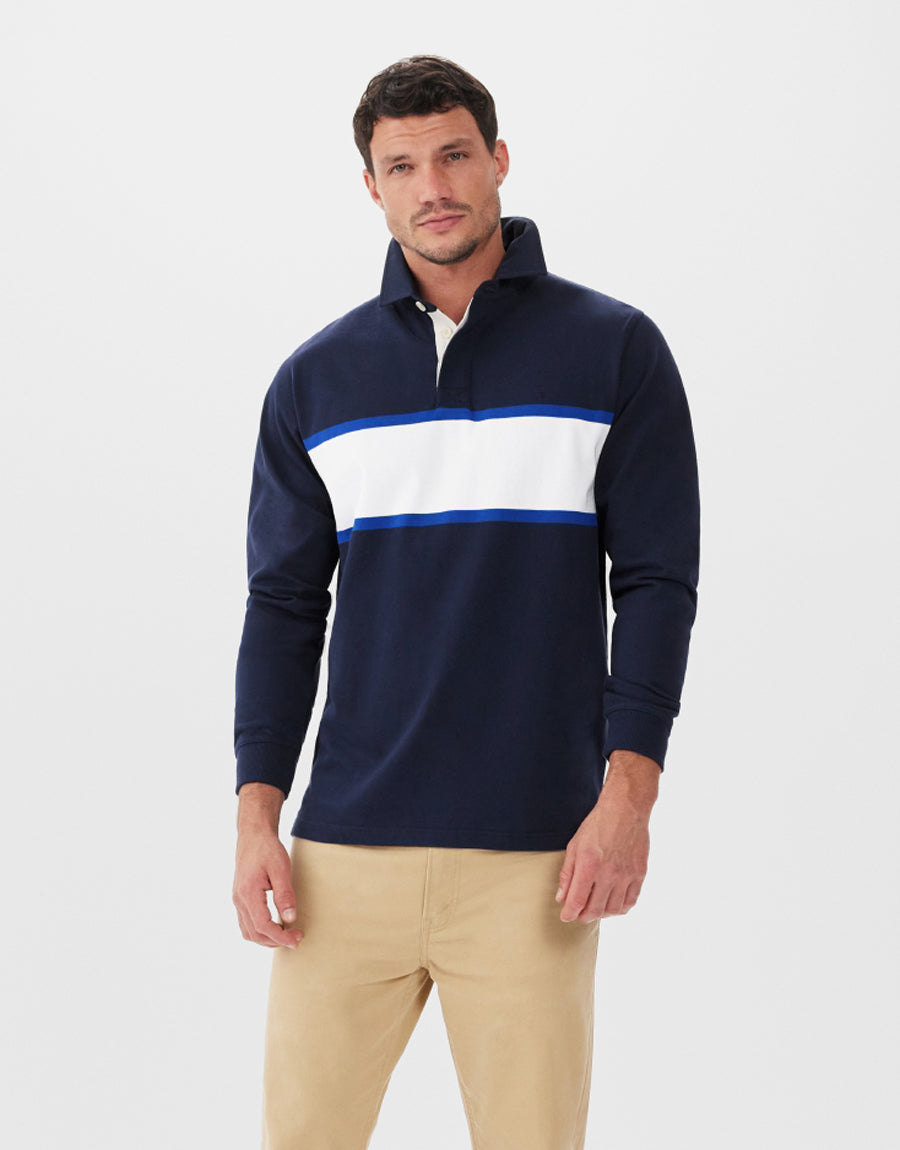 R.M.Williams Tweedale Navy & White Rugby Top