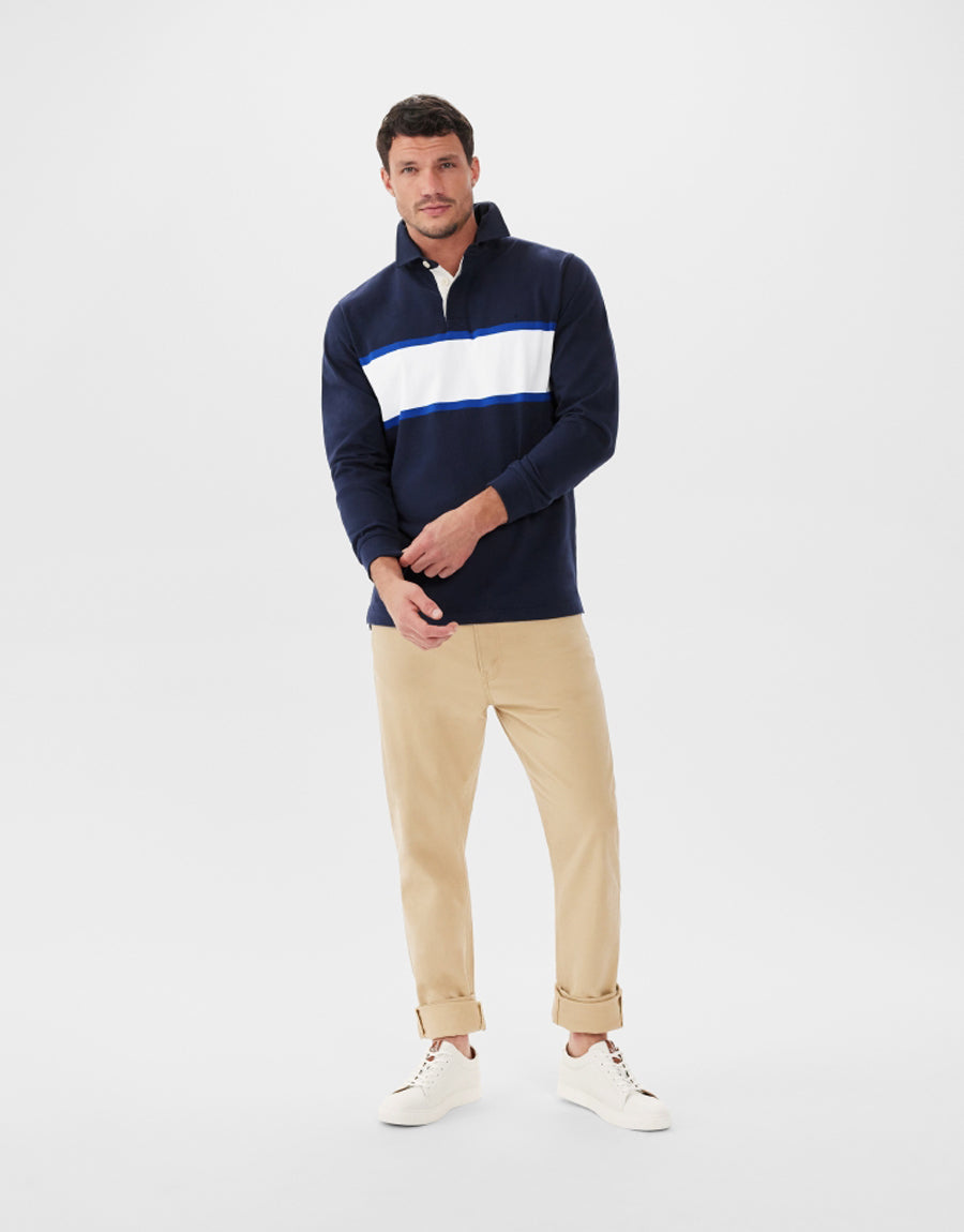 R.M.Williams Tweedale Navy & White Rugby Top