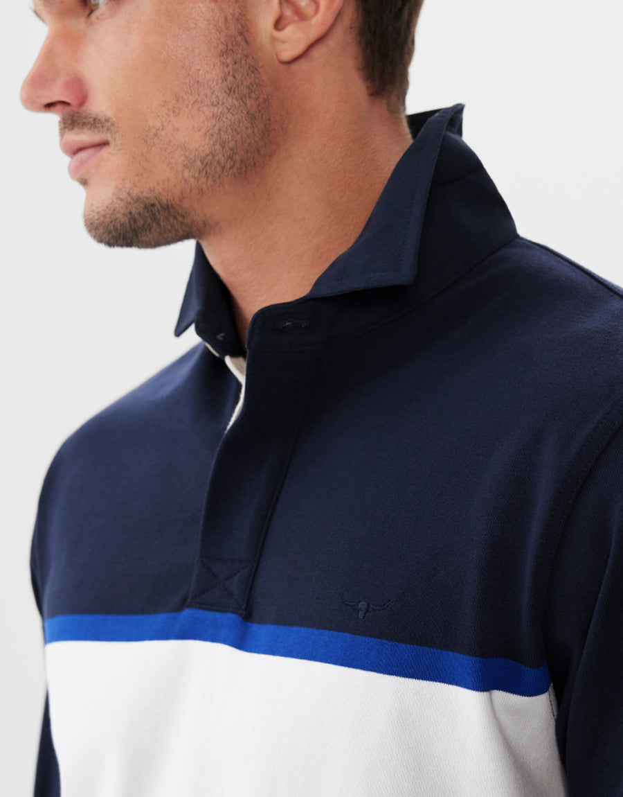 R.M.Williams Tweedale Navy & White Rugby Top
