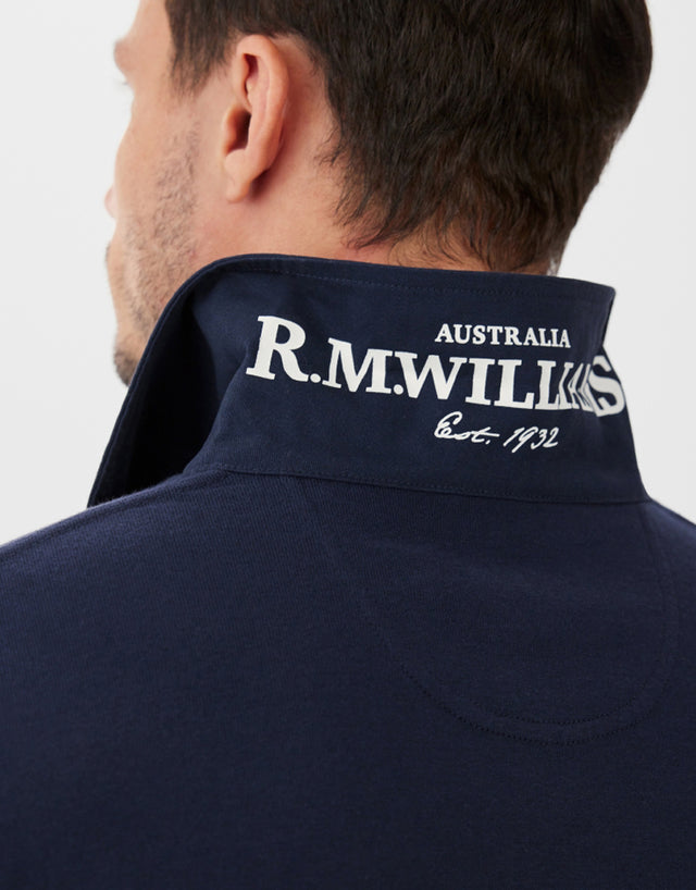 R.M.Williams Tweedale Navy & White Rugby Top