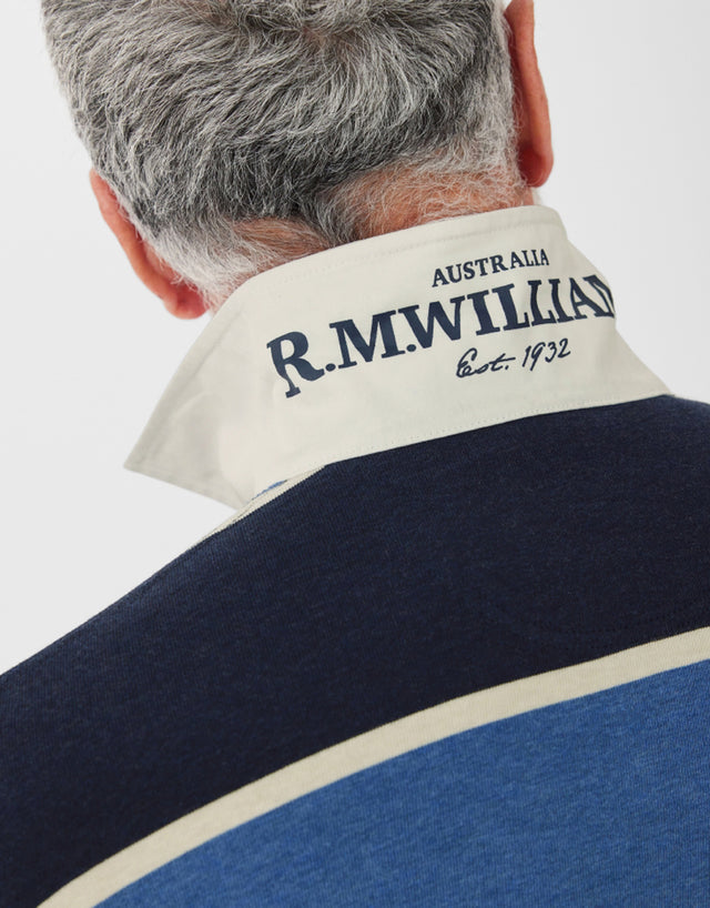 R.M.Williams Tweedale Blue, Navy & White Rugby Top